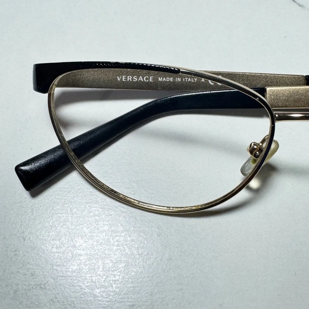 Versace Gold and Black Cat Eye Optical Eyeglass Frames Made in Italy 52-18